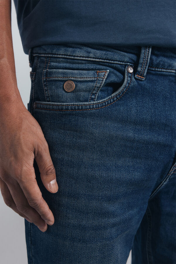 Springfield Jeans en knit denim sobretintado slim fit turquesa