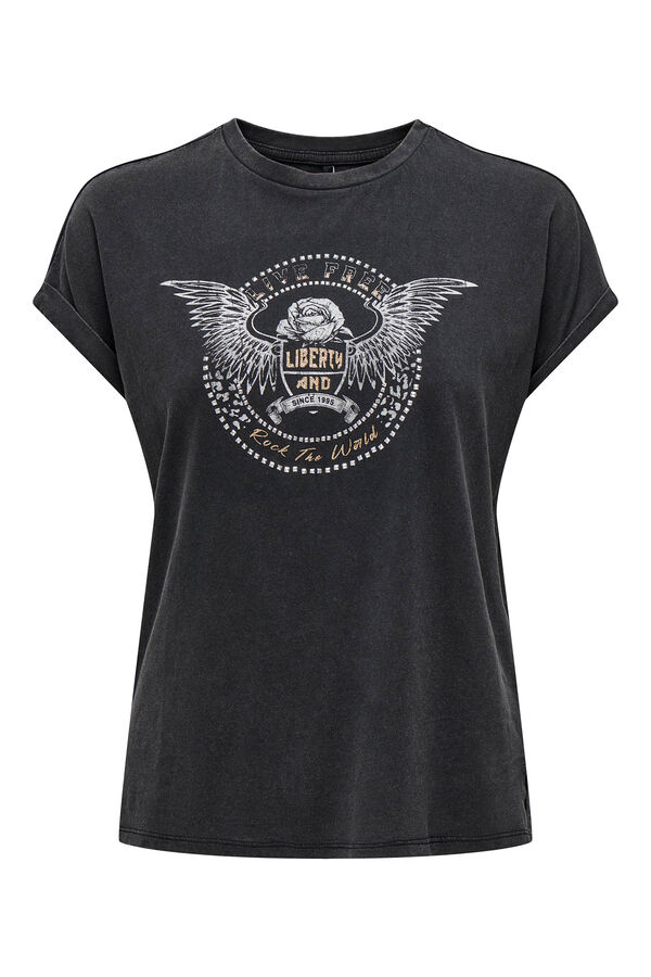 Only Camiseta manga corta estampado negro