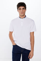 Springfield Polo piqu&eacute; gola mao slim fit branco