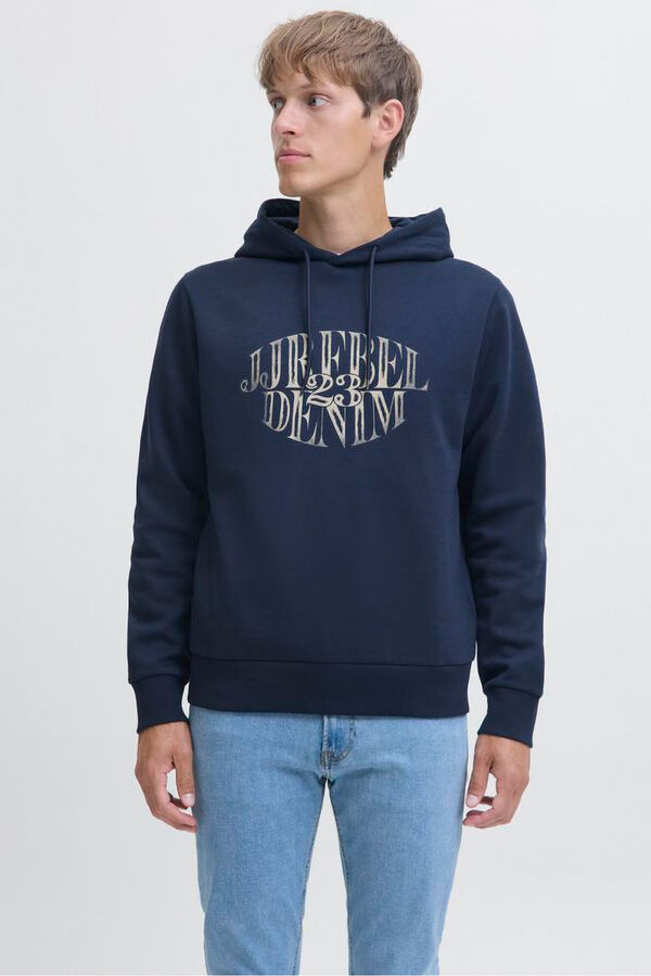 JJ REBEL Sweatshirt com capuz e estampado frontal azul