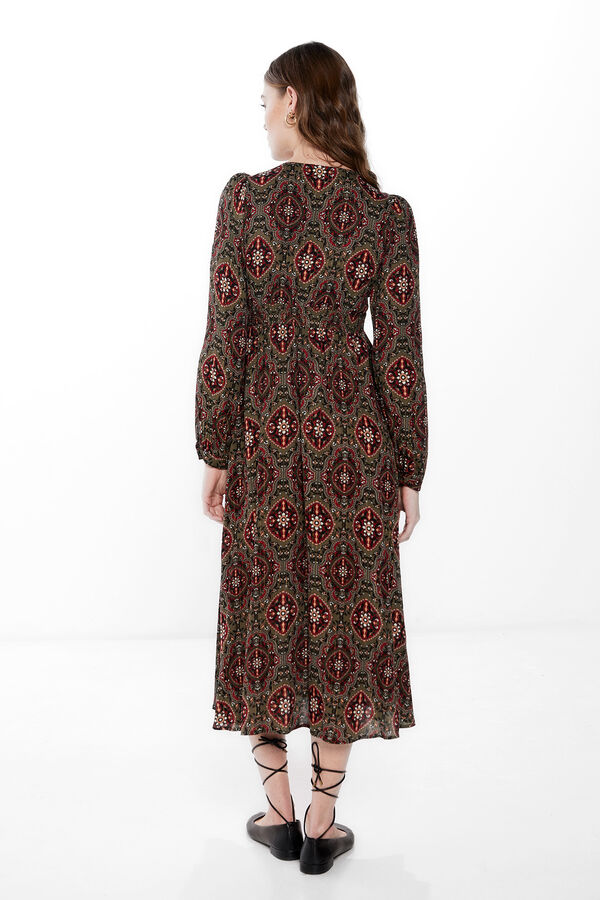 Springfield Vestido Midi Nudo Pecho kaki