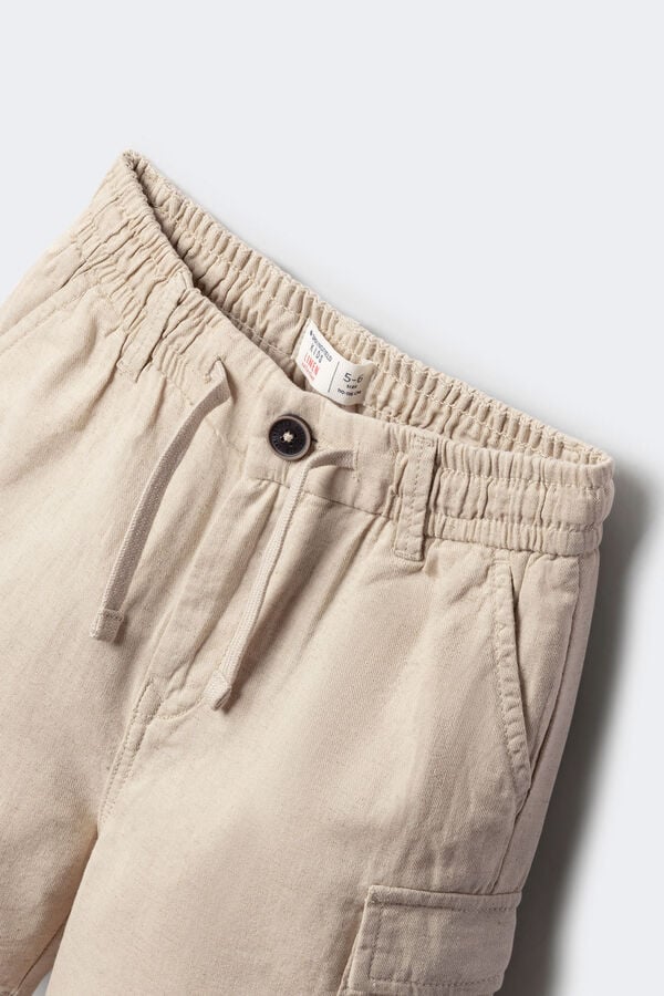Springfield Kids Shorts cargo de linho para meninos branco