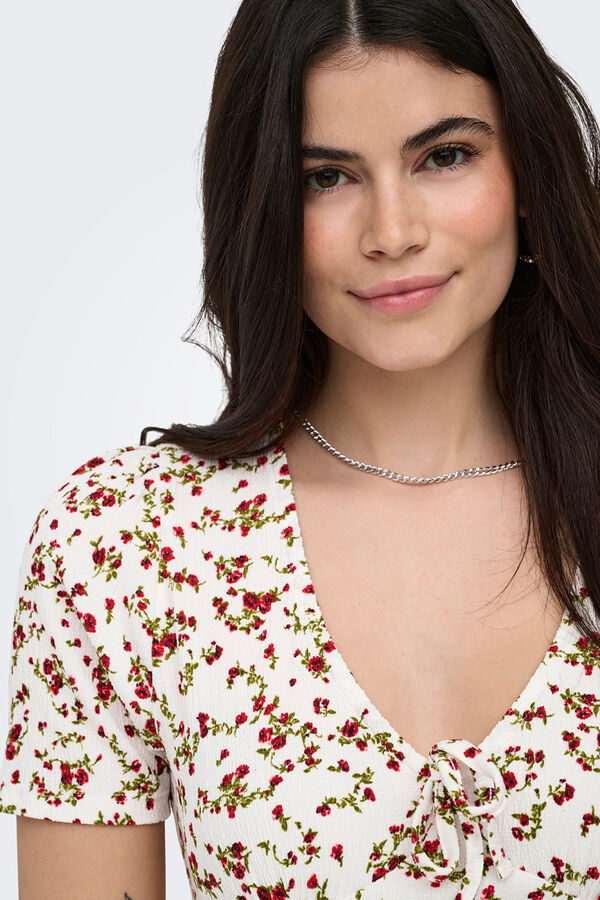 Only Vestido curto estampado floral branco