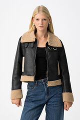 Tiffosi Sobretudo com efeito de pele combinada preto