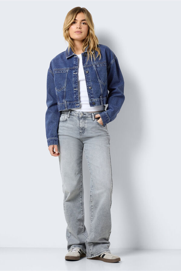 Noisy May Casaco denim cropped azul