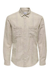 Only & Sons Camisa manga comprida estilo Guayabera cinzento