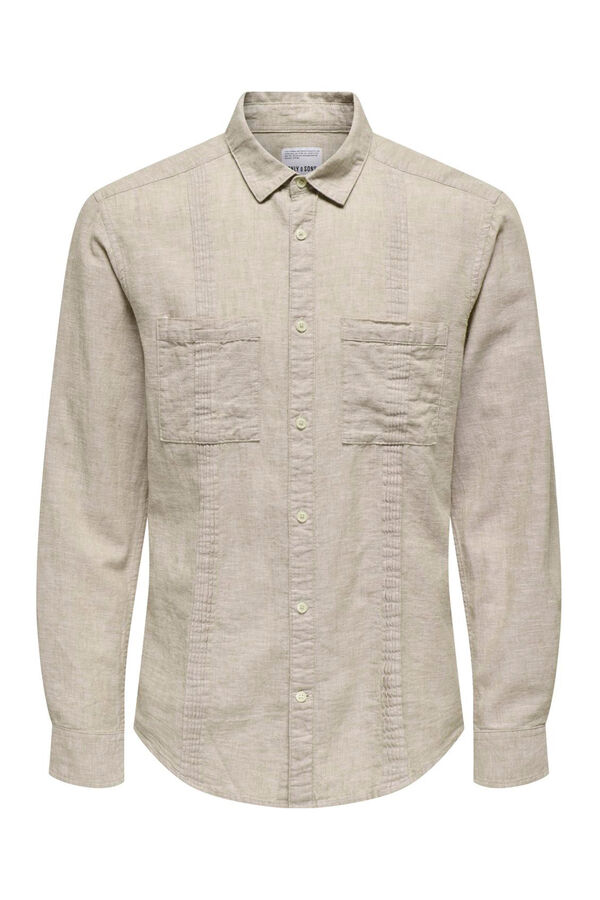 Only & Sons Camisa manga comprida estilo Guayabera cinzento