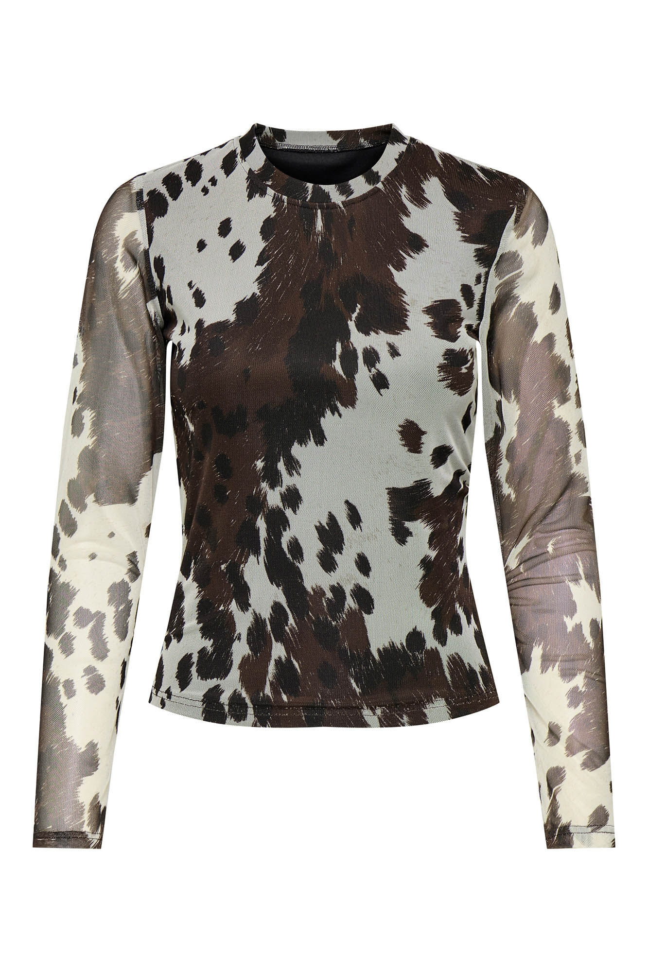 Only Blusa semitransparente de manga comprida com estampa animal