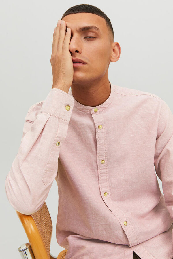 Jack & Jones Camisa lino manga larga gris