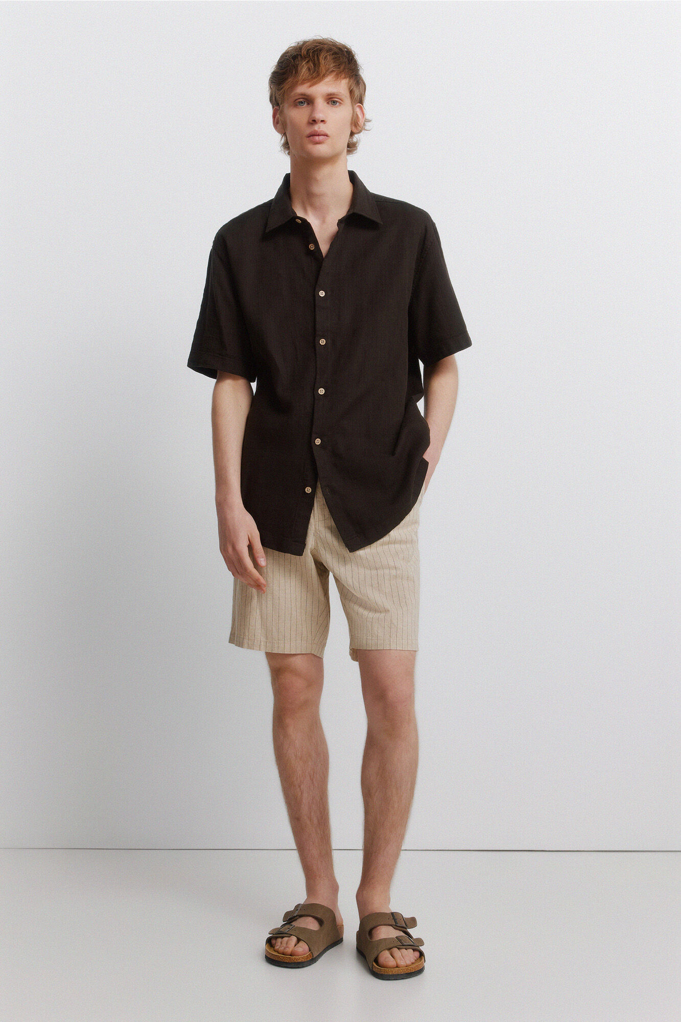 Springfield Bermuda lino rayas comfort slim fit