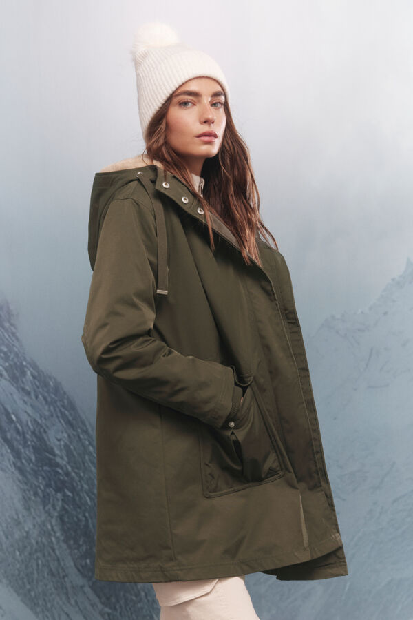 Springfield Parka capucha 2 en 1 repelente al agua kaki