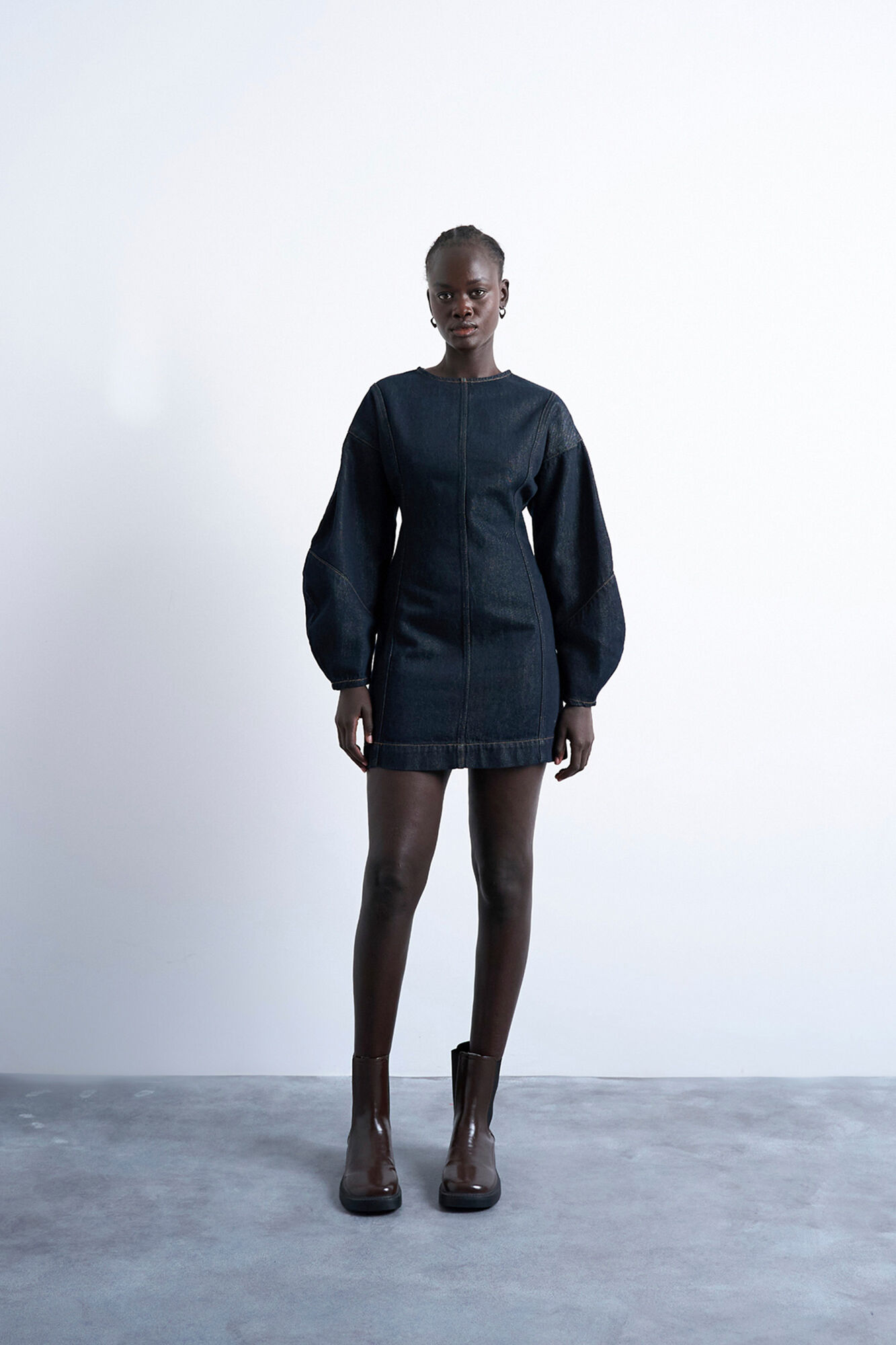 Topshop Vestido denim jeans em algod&atilde;o e liocel