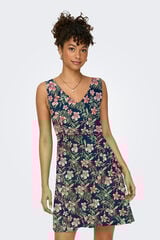 Only Vestido curto com al&ccedil;as largas  azul