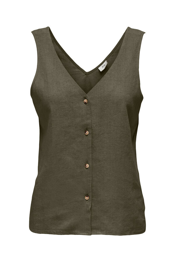 JDY Camiseta tirantes lino verde