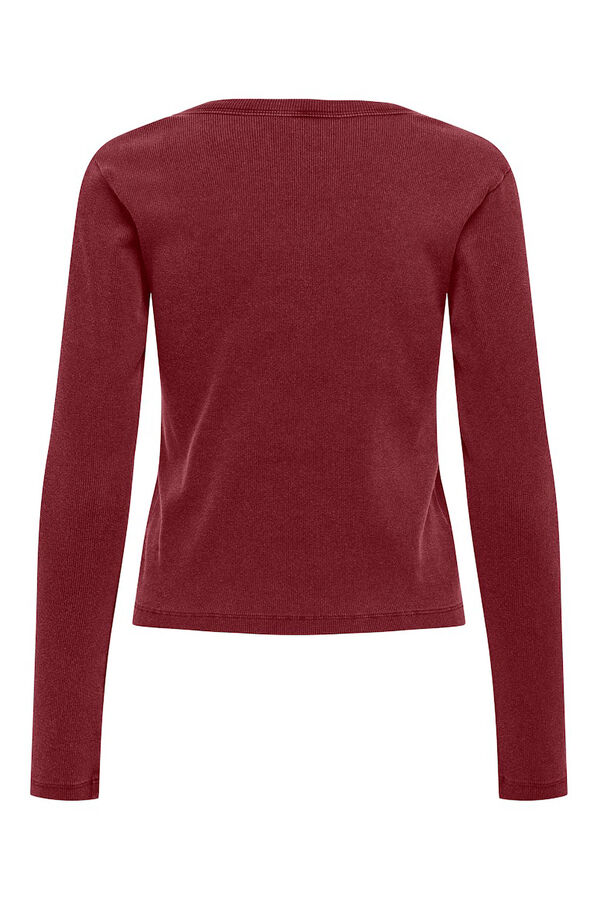 Only Top acanalado detalle tachas rojo