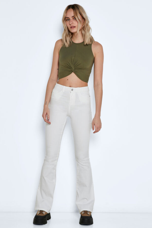 Noisy May Top cropped manga cava verde