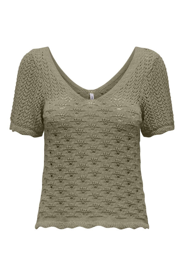 Only Top malha crochet  verde