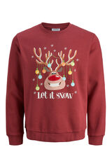 Jack & Jones Sudadera navide&ntilde;a cuello redondo rojo