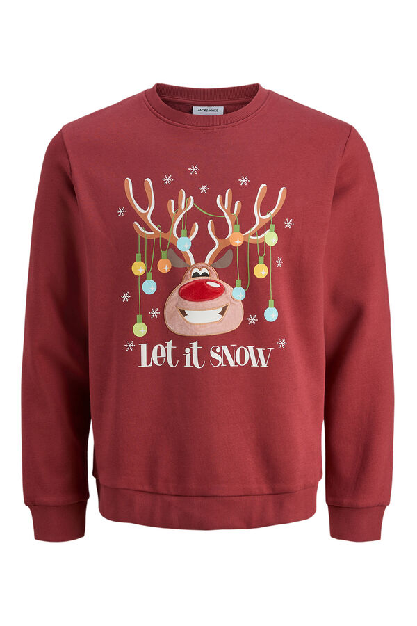 Jack & Jones Sudadera navide&ntilde;a cuello redondo rojo