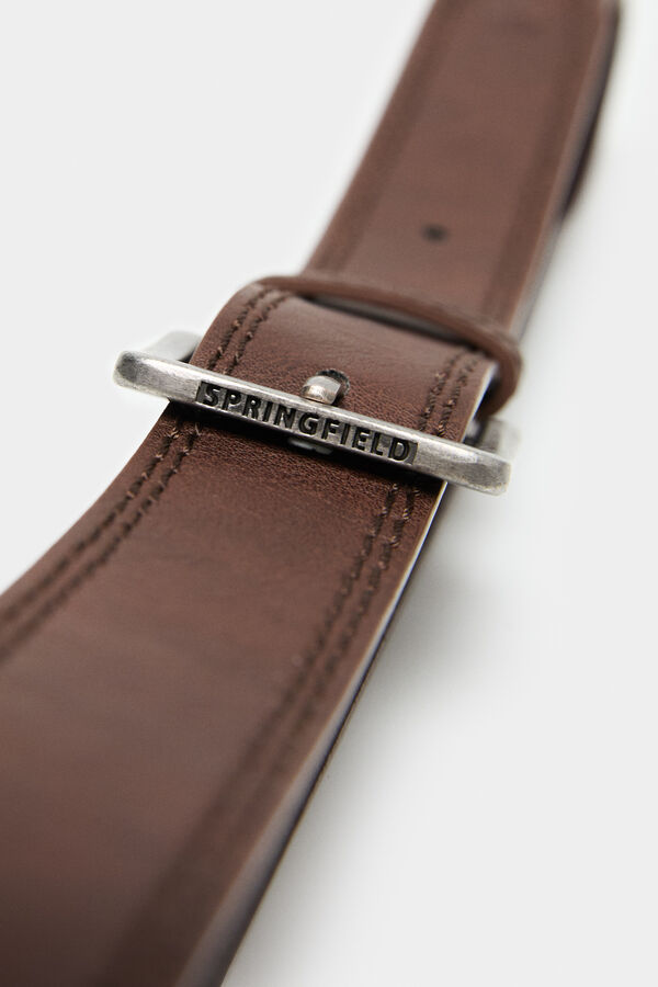 Springfield Cintur&oacute;n efecto piel pespuntes marr&oacute;n