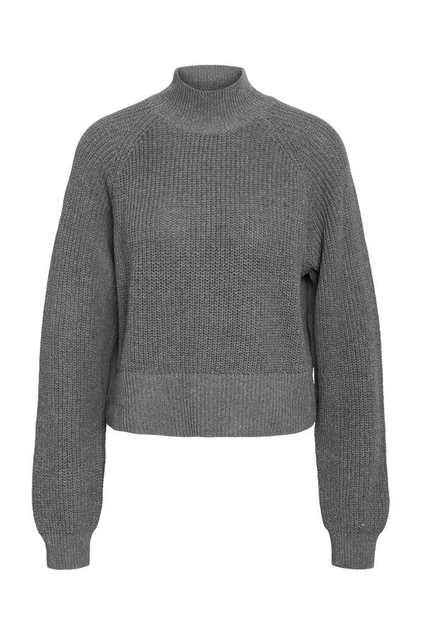 Noisy May jersey cuello alto canal&eacute; gris