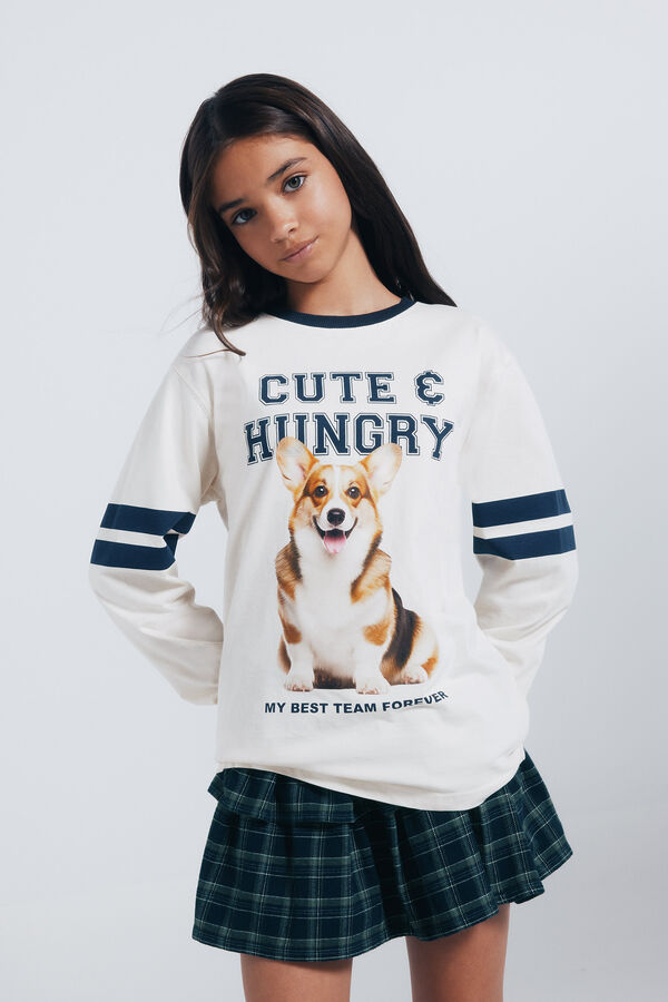 Springfield Kids Camiseta de manga larga perro varsity ni&ntilde;a blanco