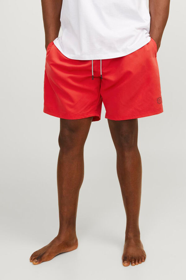 Jack & Jones PLUS Fato de banho liso regular fit Plus vermelho