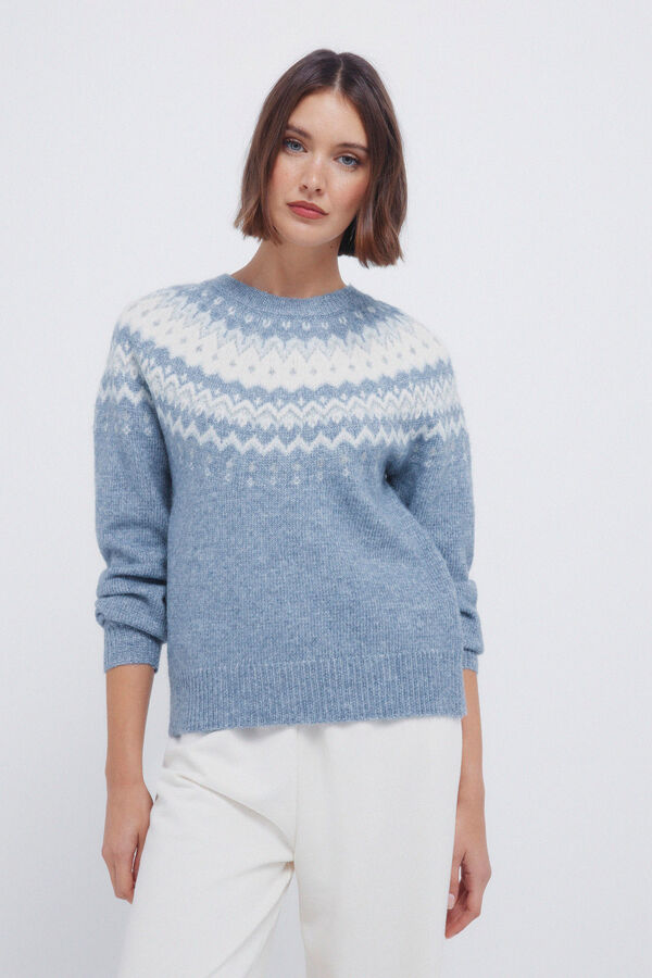 Springfield Camisola com detalhes jacquard  azul