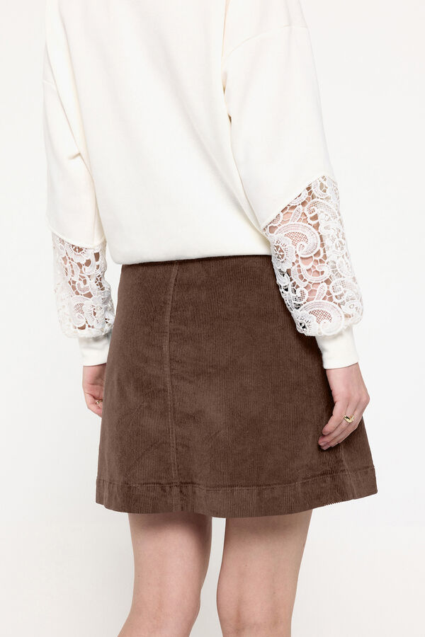 Pieces Saia curta de bombazina cru