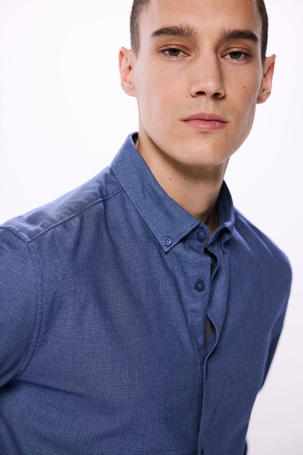 Springfield Camisa dobby bicolor azul
