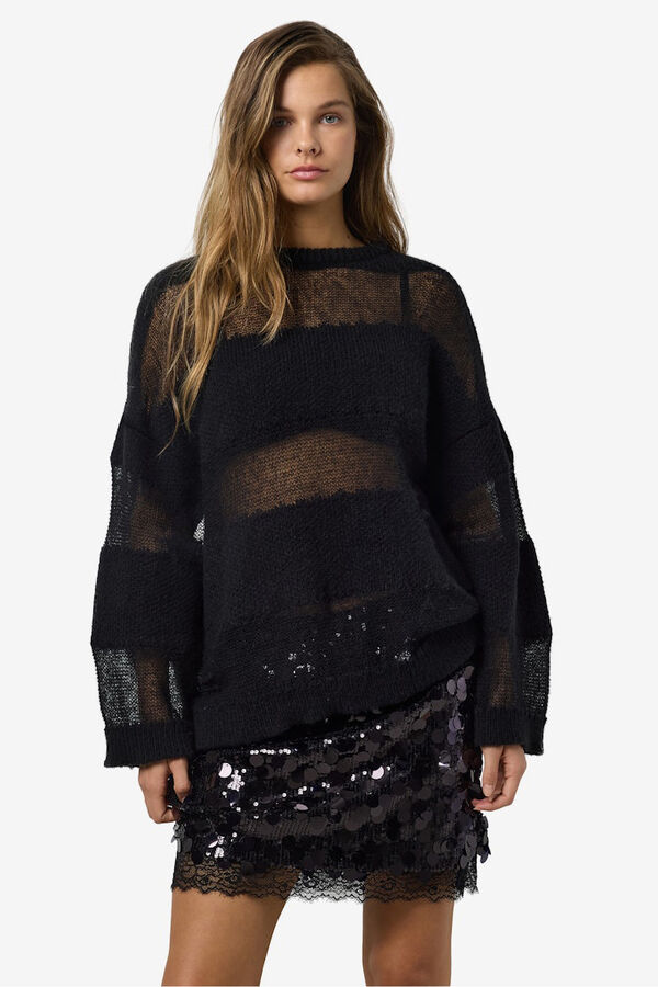 Noisy May Jersey rayas transparencias negro