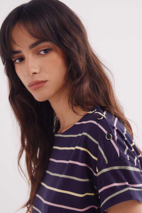 Springfield Camiseta rayas botones hombro azul