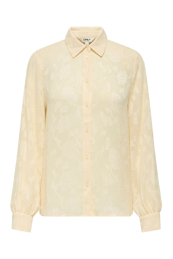 Only Camisa jacquard manga larga beige