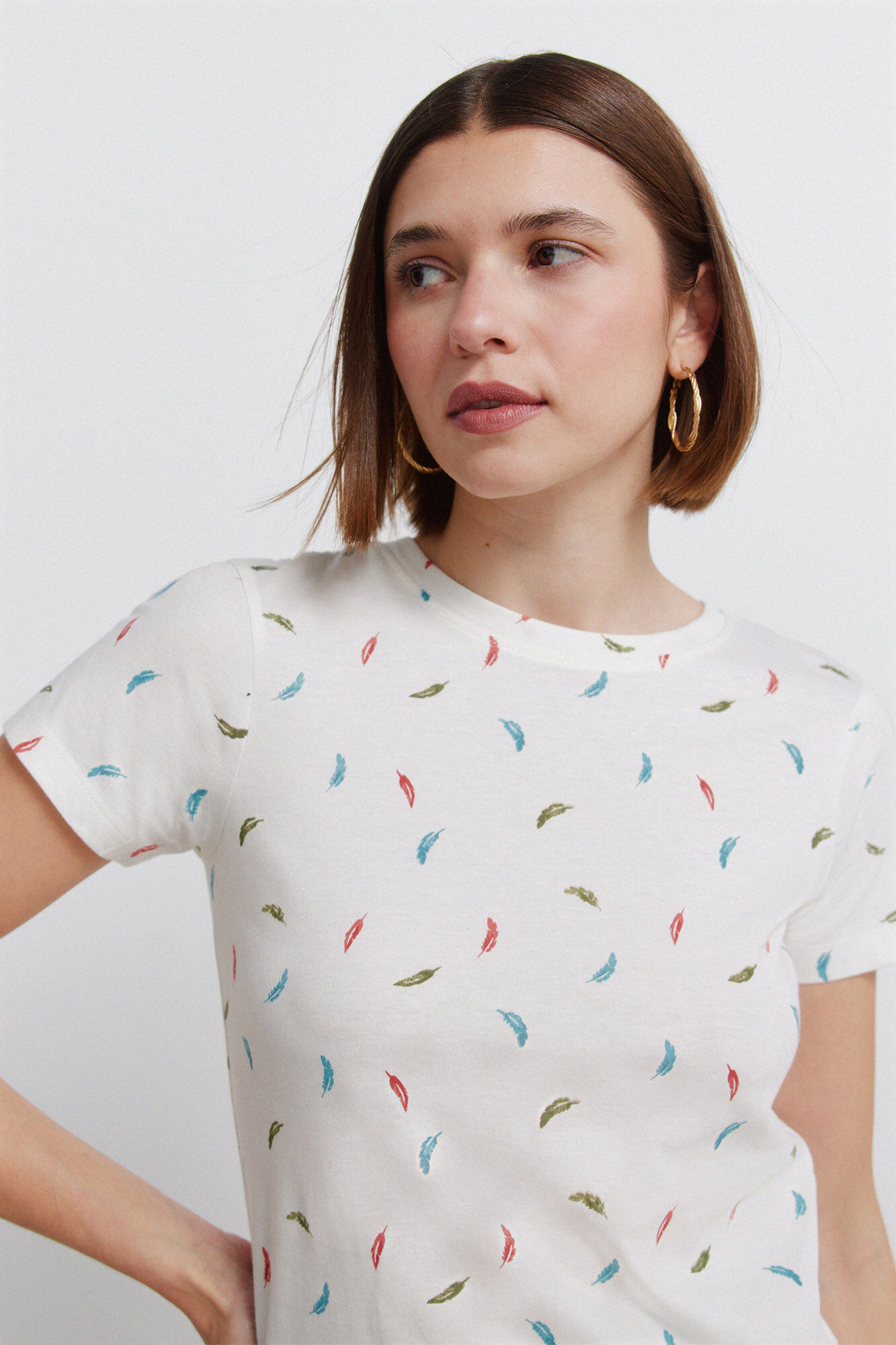 Springfield T-shirt de manga curta estampada
