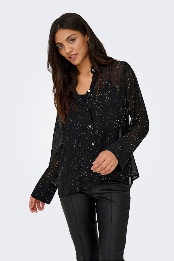 Only Camisa de gasa con glitter negro