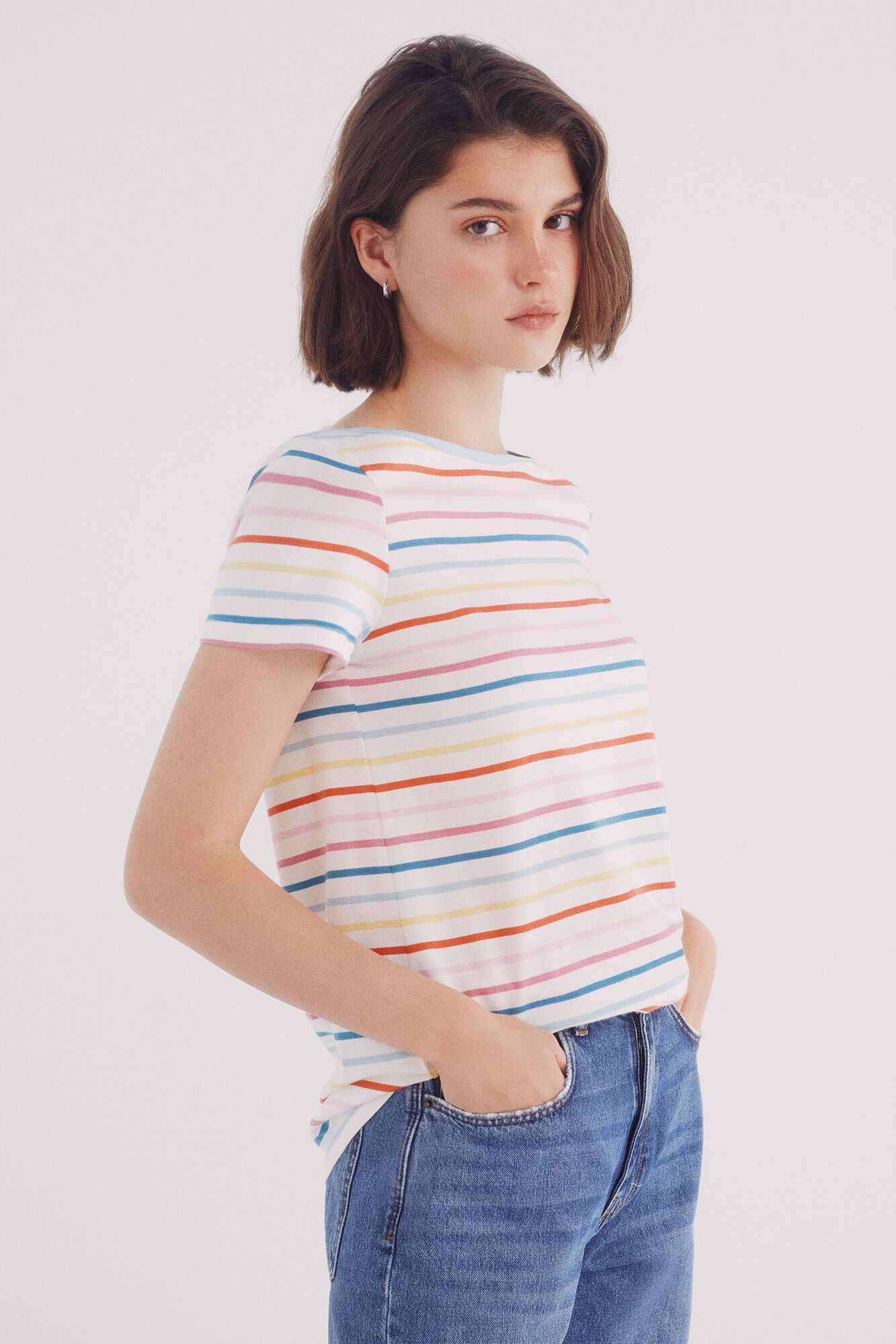 Springfield Camiseta semi entallada cuello barco