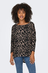 Only T-shirt de manga meia com estampa fluida  preto