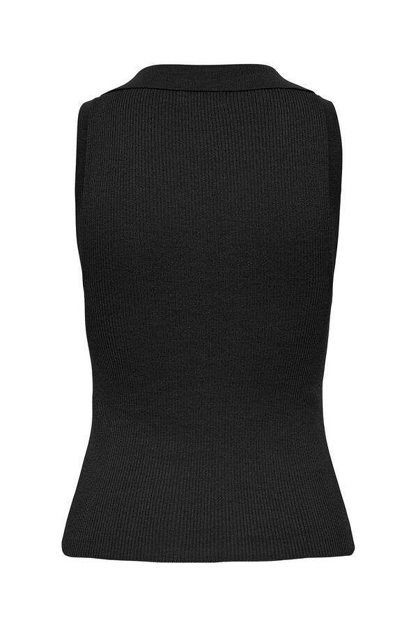 JDY Camisa polo de malha mangas preto