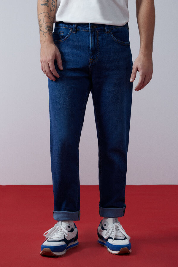 Springfield Jeans regular lavagem média-escura azul