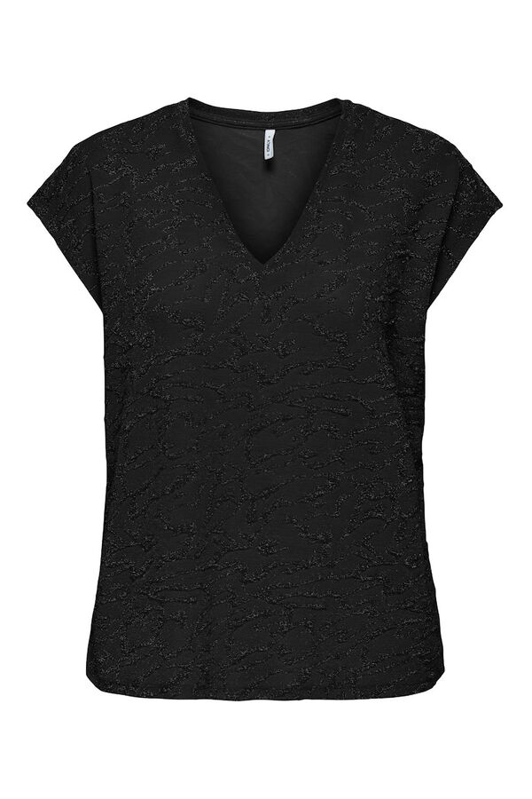 Only Camiseta de glitter negro