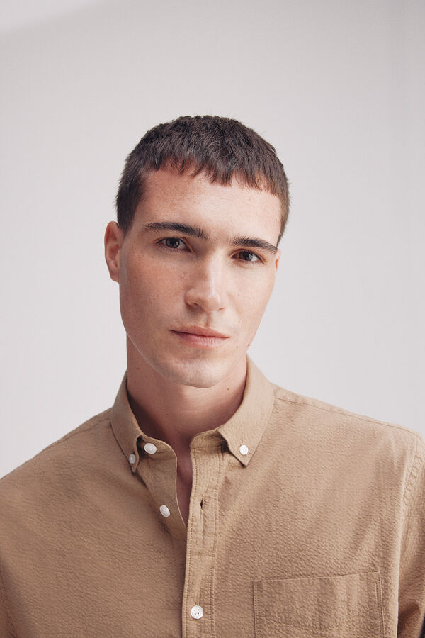 Springfield Camisa seersucker beige