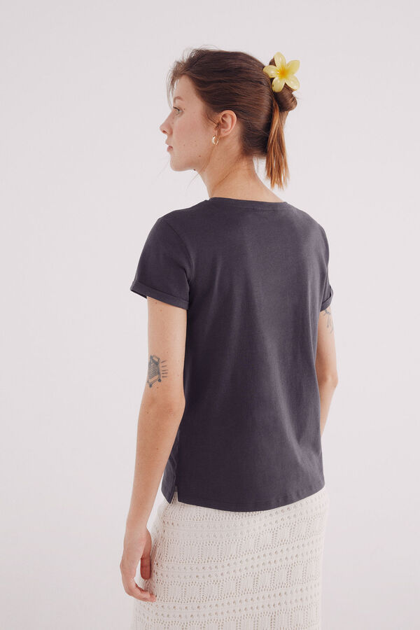 Springfield Camiseta gráfica flor gris