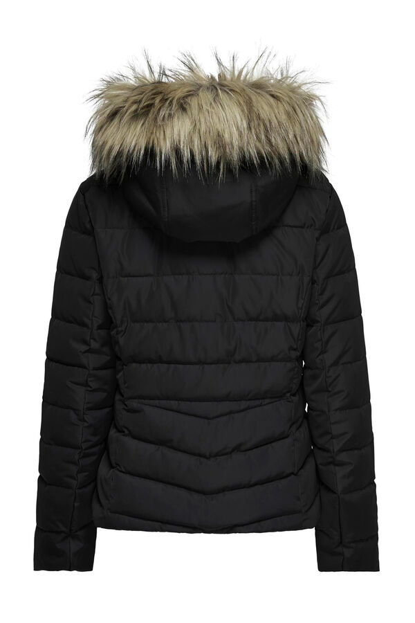 Only Casaco de pele com capuz preto