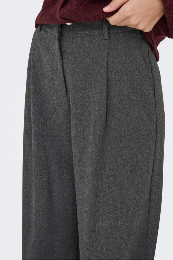Only Cal&ccedil;a retas plissadas cinzento