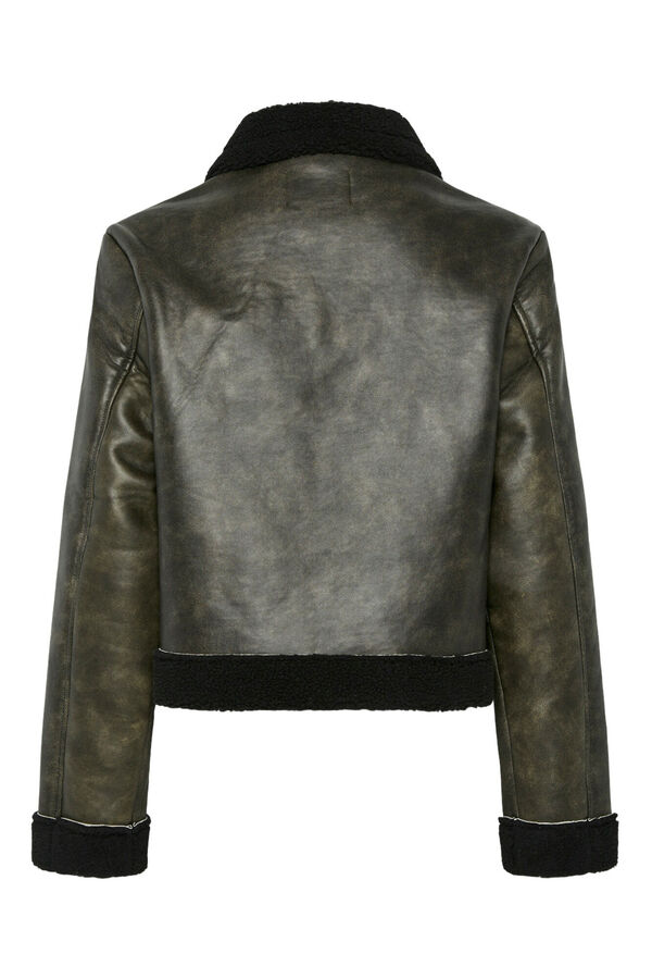 Pieces Jaqueta aviador com efeito pele castanho