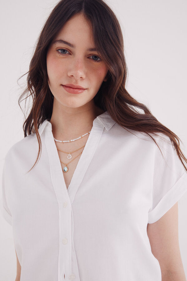 Springfield Blusa lace insertado marfil