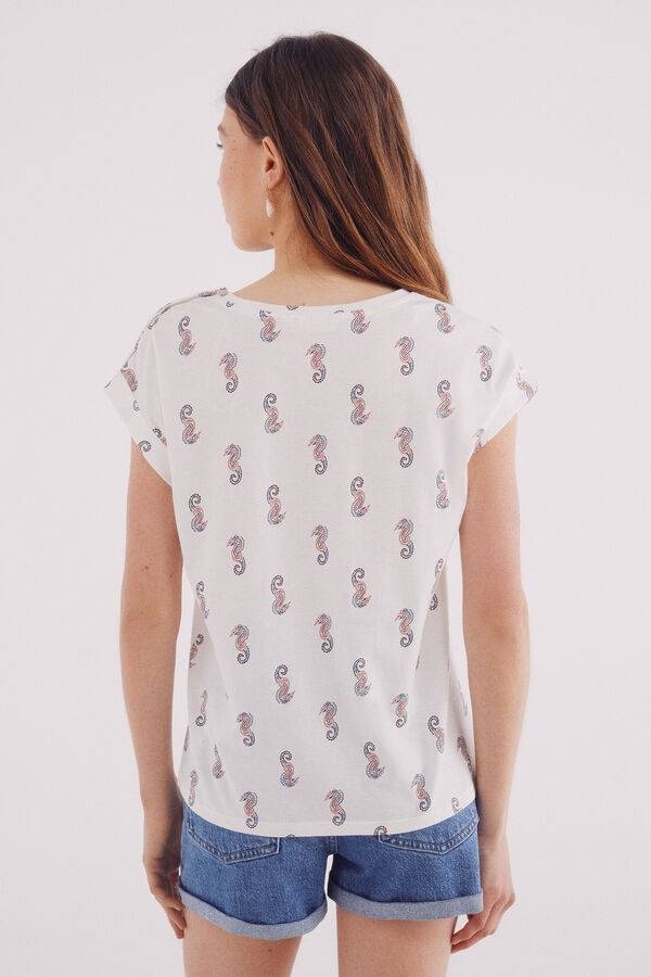 Springfield T-shirt estampagem bot&otilde;es ombro estampado