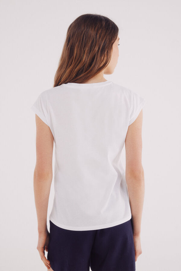 Springfield Camiseta hombros crochet blanco