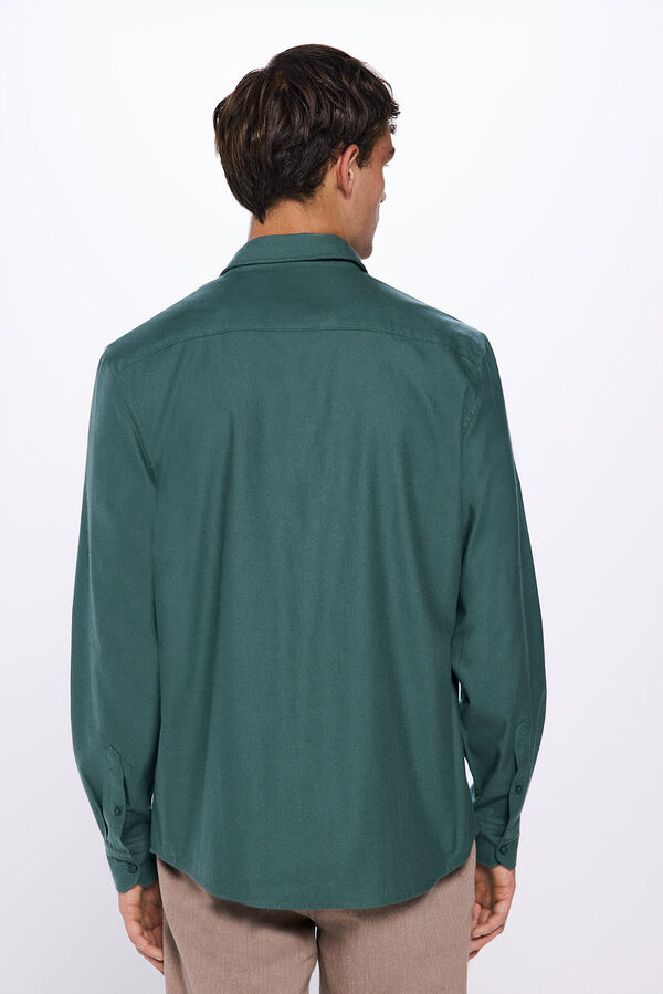 Springfield Camisa de algod&atilde;o escovado verde