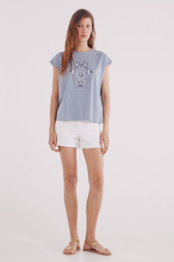 Springfield Camiseta gráfica étnica azul